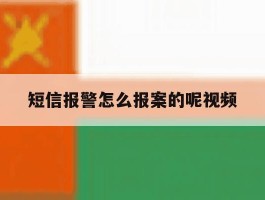短信报警怎么报案的呢视频