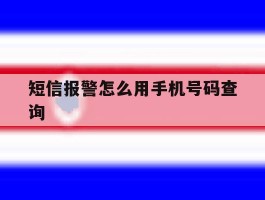 短信报警怎么用手机号码查询