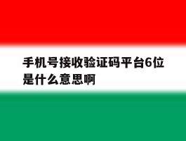 手机号接收验证码平台6位是什么意思啊的简单介绍