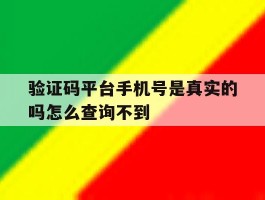 验证码平台手机号是真实的吗怎么查询不到