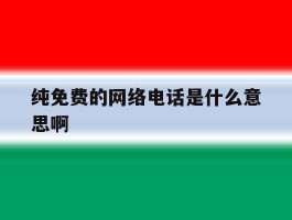 纯免费的网络电话是什么意思啊