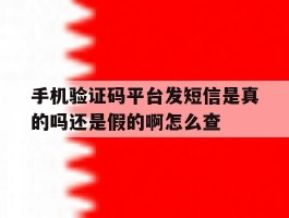 手机验证码平台发短信是真的吗还是假的啊怎么查的简单介绍