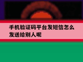手机验证码平台发短信怎么发送给别人呢