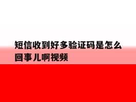 短信收到好多验证码是怎么回事儿啊视频